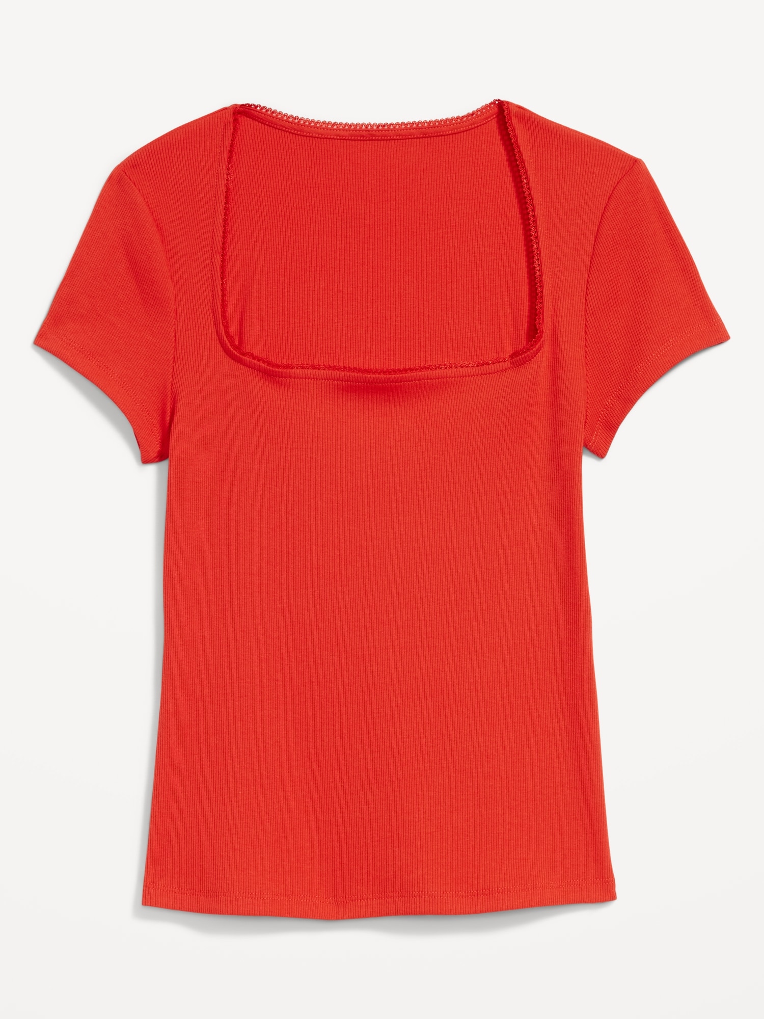 トップス Eyelet Rib Stitch Square-neck T-shirt Eyelet Rib Stitch Square-neck T-shirt（Square Neck Knitted