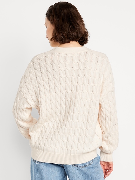 Image number 2 showing, Oversized Slouchy Cable-Knit Cardigan Sweater