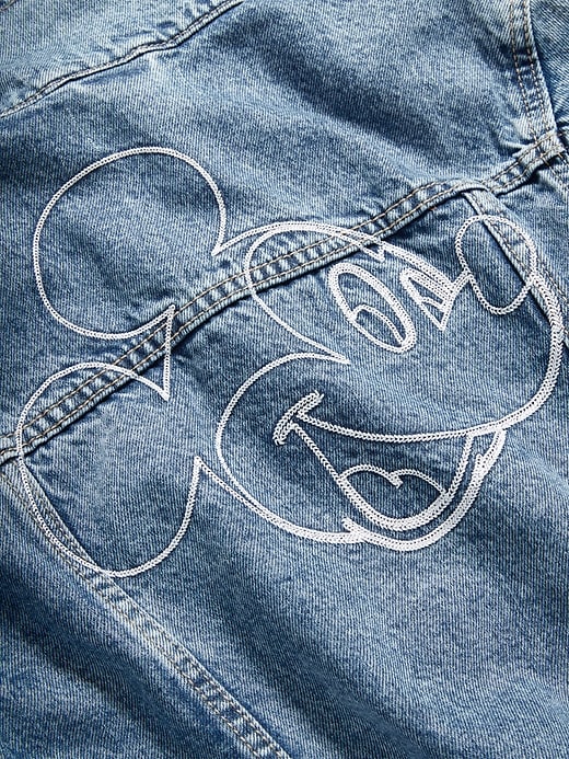 Image number 4 showing, Old Navy x Disney© Mickey Mouse Gender-Neutral Logo-Graphic Jean Trucker Jacket for Kids