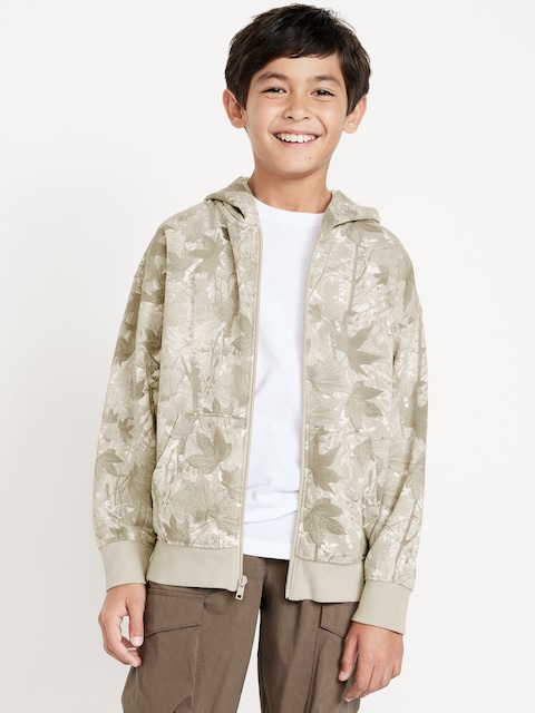 Favorite Fleece Oversized Zip Hoodie for Boys - Khaki Camouflage