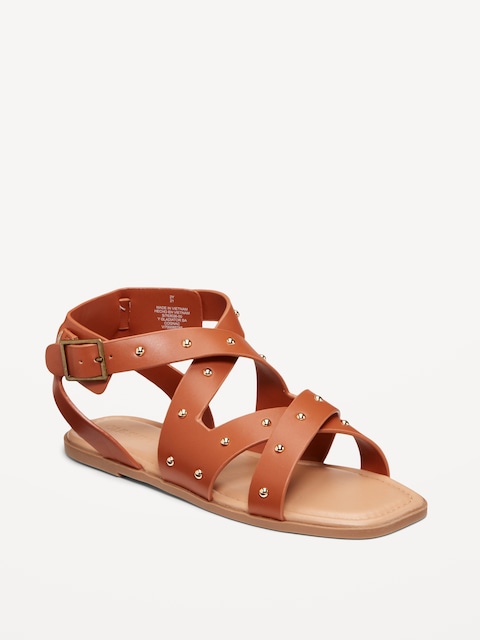 Faux-Leather Gladiator Sandals for Girls - Brown