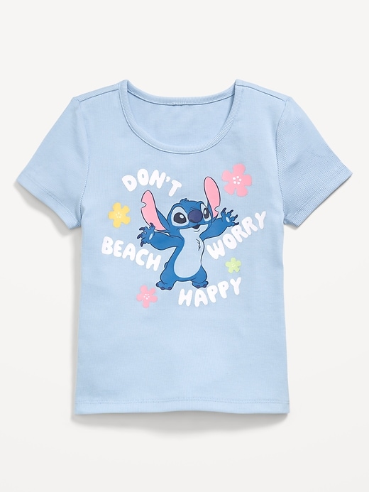 Image number 1 showing, Disney© Stitch Fitted Ribbed Graphic T-Shirt for Girls