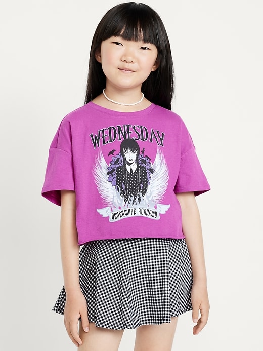 Image number 1 showing, Wednesday™ Oversized Cropped Graphic T-Shirt for Girls