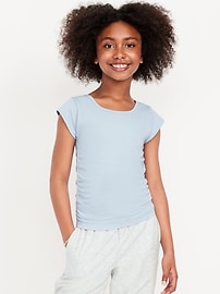 Image number 1 showing, Fitted Ruched Seamless Performance Top for Girls