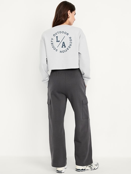 Image number 2 showing, High-Waisted SoComfy Cargo Wide-Leg Sweatpants