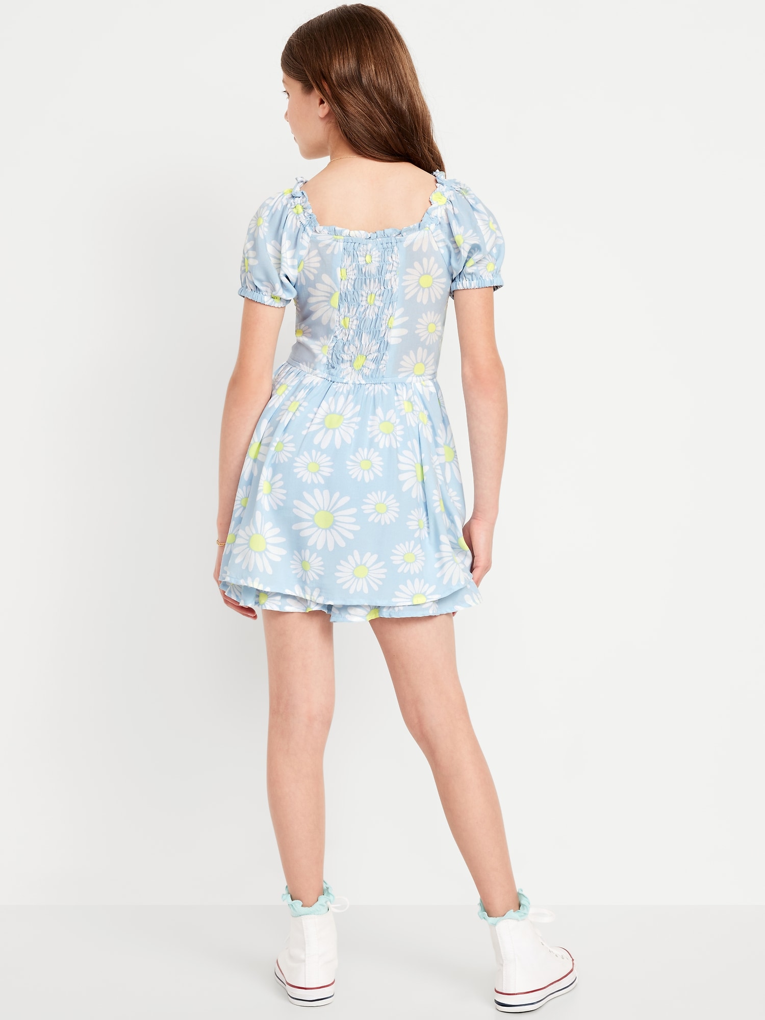 Printed Puff-Sleeve Smocked Dress for Girls