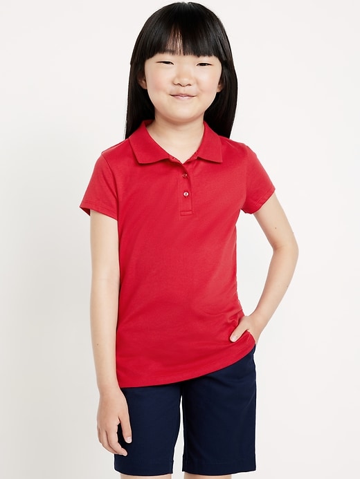 Image number 1 showing, School Uniform Jersey-Knit Polo Shirt for Girls