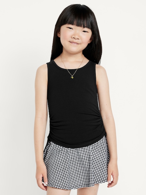 Side-Ruched Tank Top for Girls - Black Jack