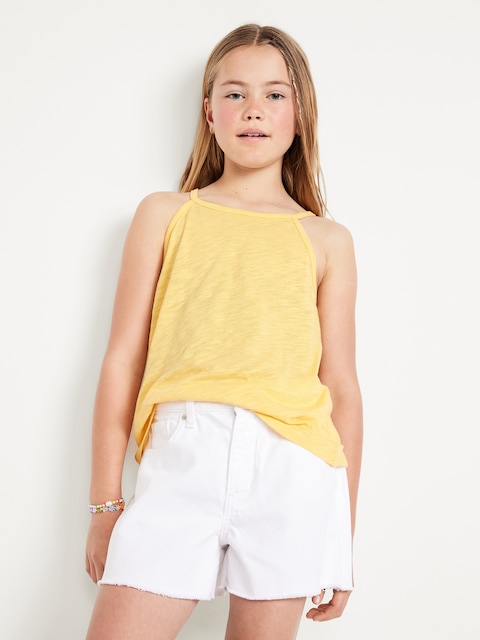 Crochet Back Halter Tank Top for Girls - Golden Aura