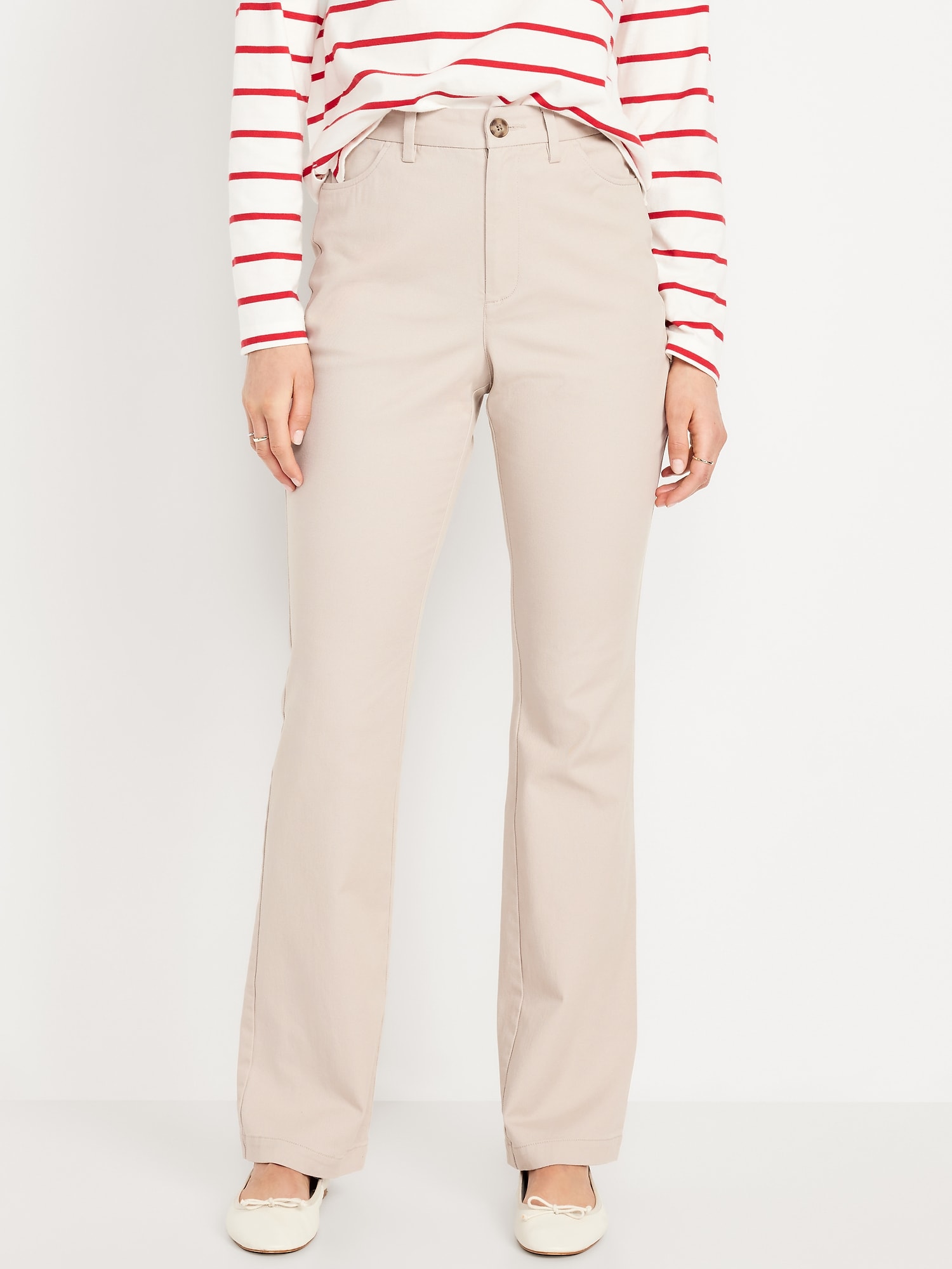 High-Waisted Uniform Boot-Cut Pants
