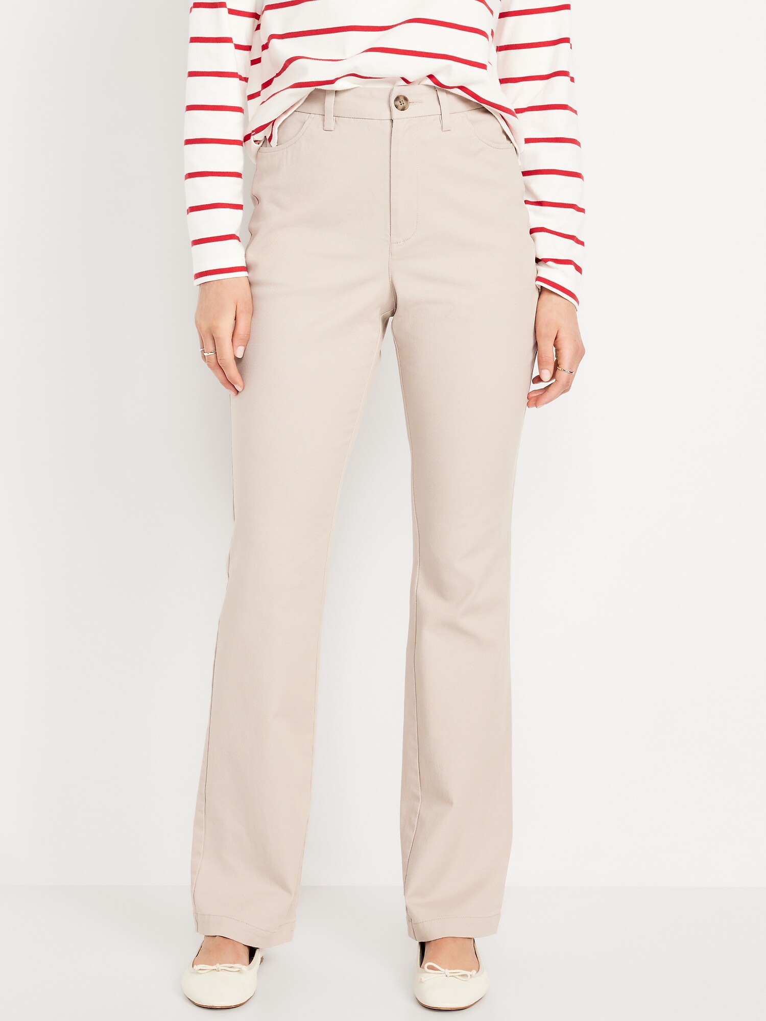 Женские брюки Old Navy High-Waisted Uniform Boot-Cut, цвет: Серо-бежевый — фото 2
