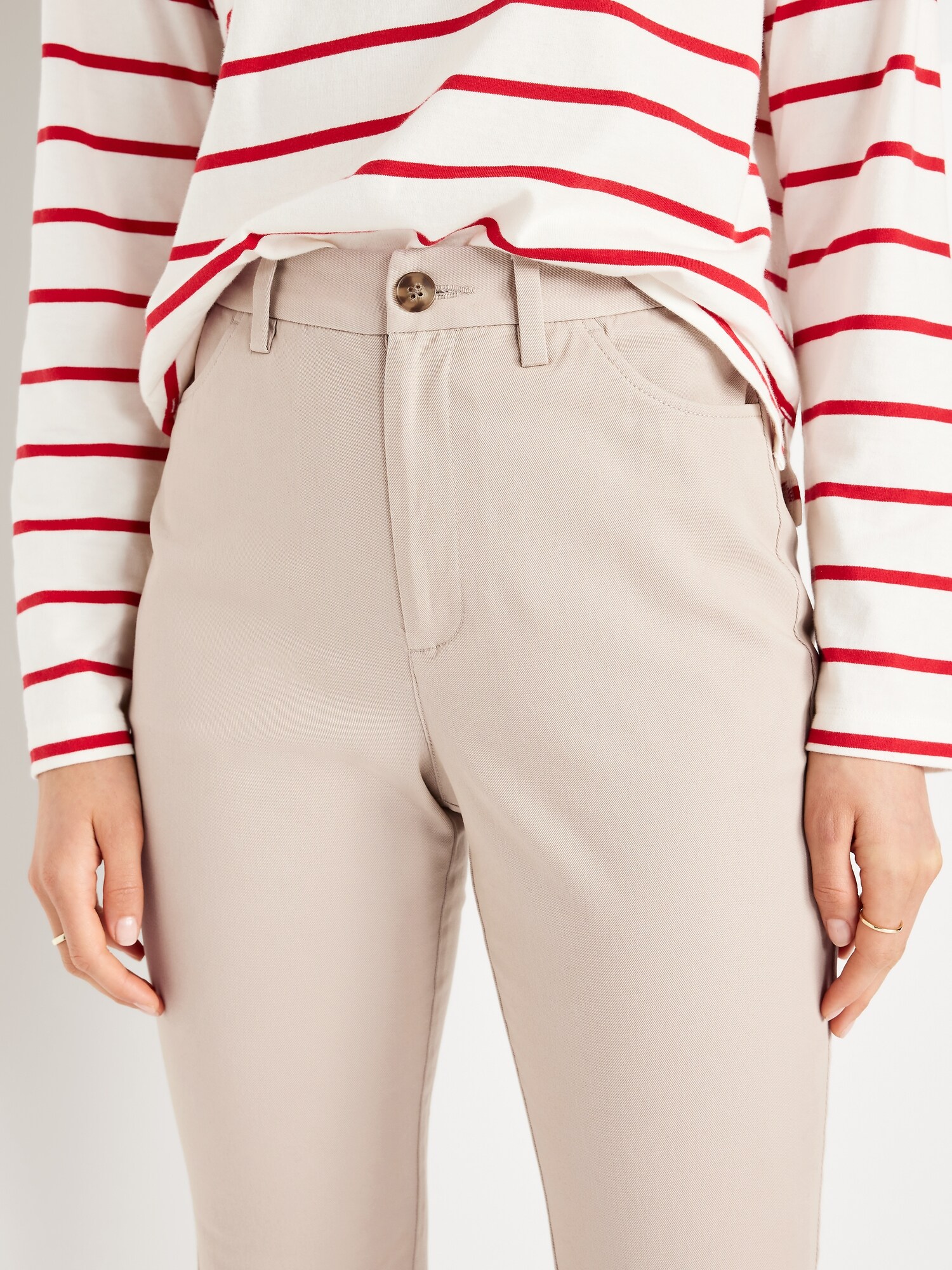 Женские брюки Old Navy High-Waisted Uniform Boot-Cut, цвет: Серо-бежевый — фото 4