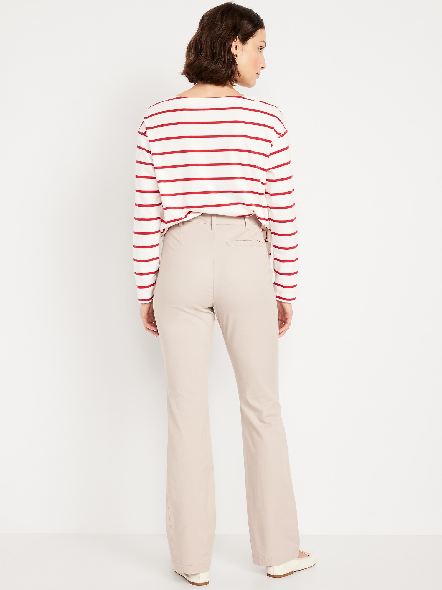 Женские брюки Old Navy High-Waisted Uniform Boot-Cut, цвет: Серо-бежевый — фото 3