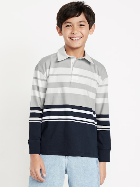 Long-Sleeve Rugby Polo Shirt for Boys - Polished Concrete
