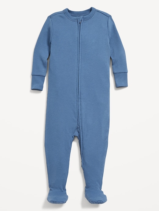 Image number 1 showing, Snug-Fit 2 Way Zip Footed One-Piece for Baby