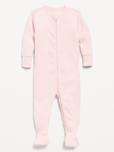 Snug-Fit 2 Way Zip Footed One-Piece for Baby - Pastel Pink