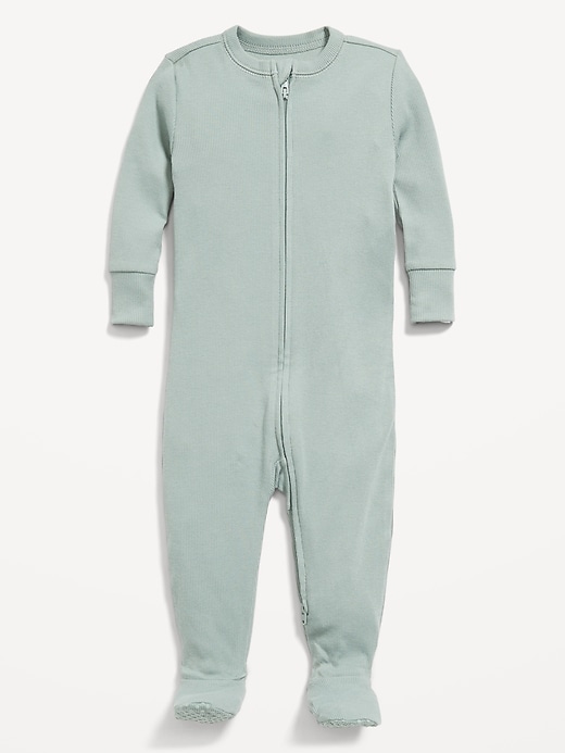 Image number 1 showing, Snug-Fit 2 Way Zip Footed One-Piece for Baby