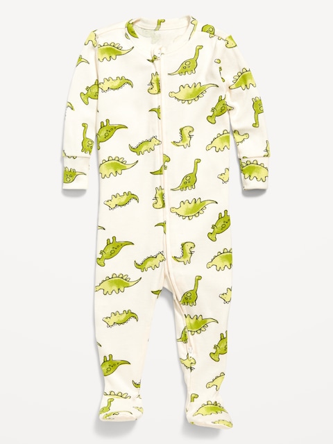 Snug-Fit 2 Way Zip Footed One-Piece for Baby - Dino