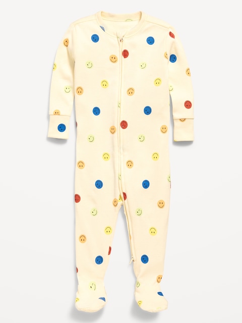 Snug-Fit 2 Way Zip Footed One-Piece for Baby - Smile