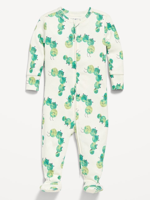 Snug-Fit 2 Way Zip Footed One-Piece for Baby - Caterpillar