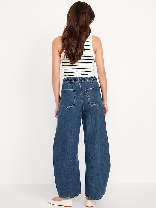 Image number 3 showing, High-Waisted Pull-On Barrel Jeans