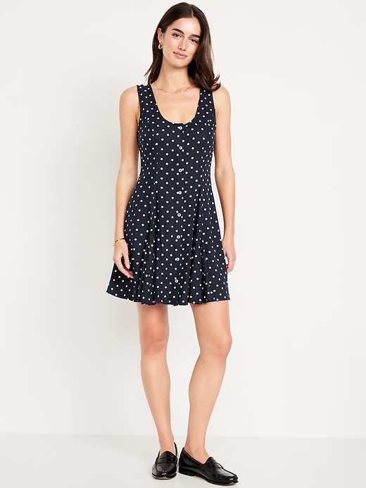Image number 1 showing, Fit & Flare Crepe Button-Front Mini Dress
