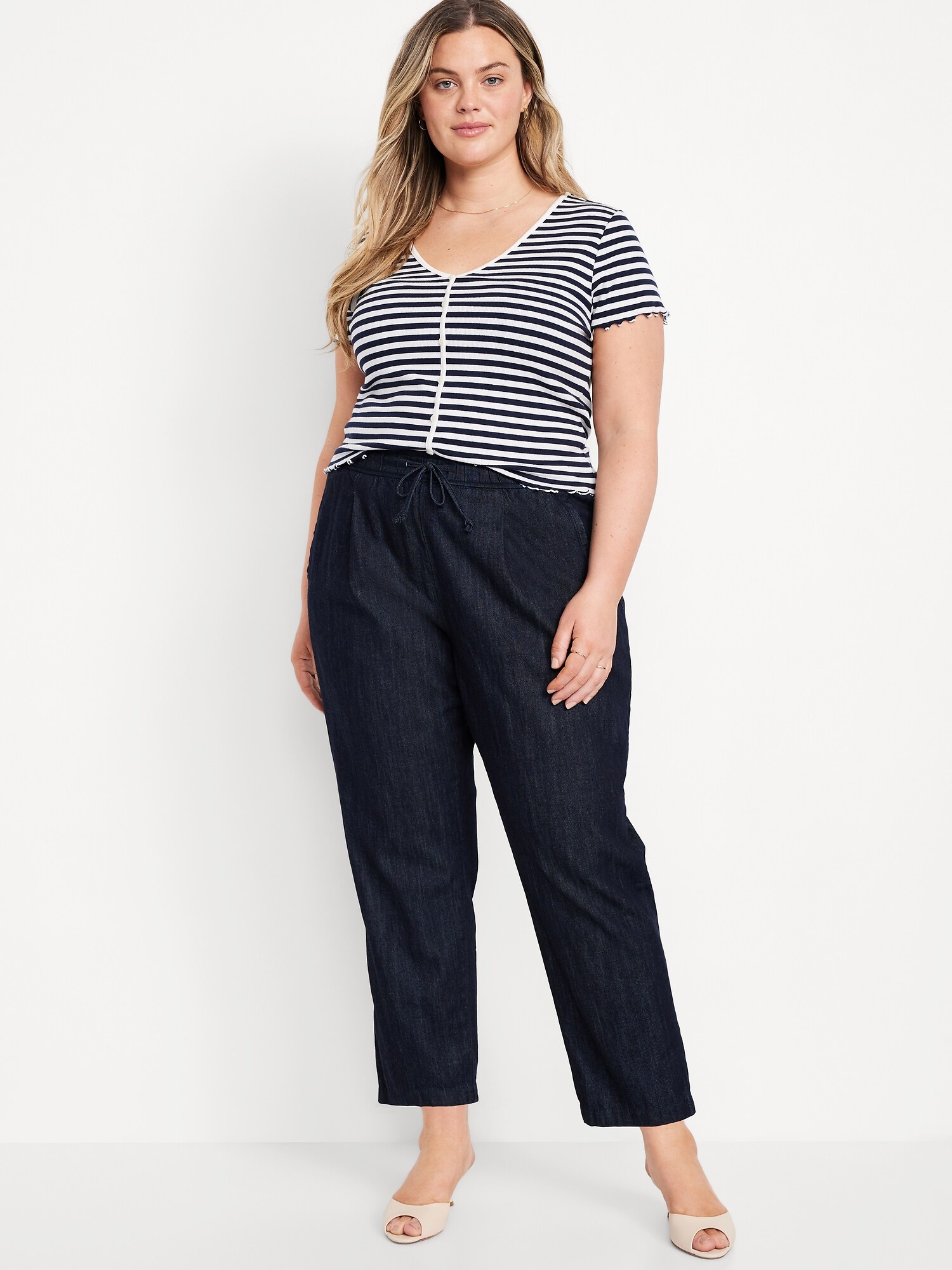 Женские брюки Old Navy High-Waisted Billie Straight Ankle Trouser, цвет: Dark Rinse — фото 6