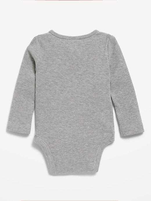 Image number 2 showing, Long-Sleeve Ribbed Henley Bodysuit for Baby
