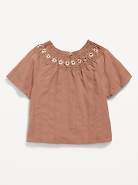 Image number 3 showing, Short-Sleeve Textured Embroidered Top for Girls
