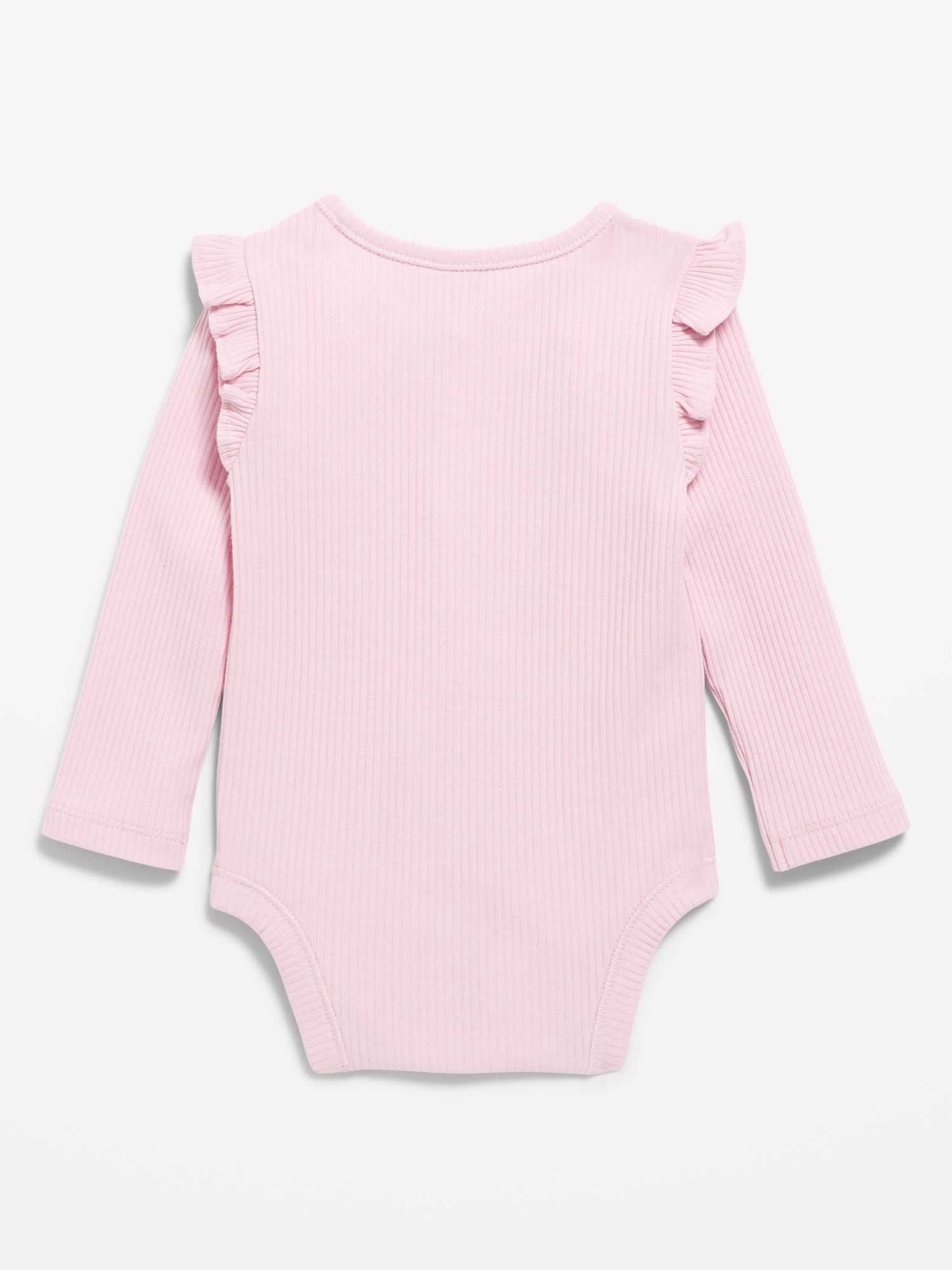 Long-Sleeve Ribbed Ruffle-Trim Bodysuit for Baby