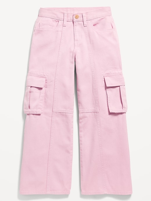 Image number 1 showing, Super Baggy Wide-Leg Cargo Twill Pants for Girls