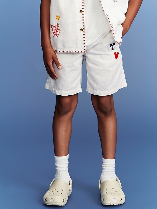 Image number 3 showing, Old Navy x Disney© Mickey Mouse Knee Length Linen-Blend Shorts for Boys