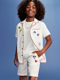 Image number 1 showing, Old Navy x Disney© Mickey Mouse Knee Length Linen-Blend Shorts for Boys