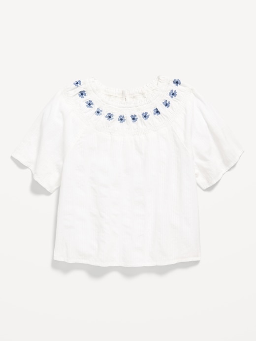 Image number 2 showing, Short-Sleeve Textured Embroidered Top for Girls