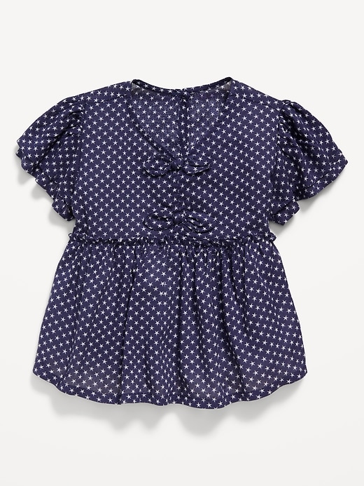 Image number 1 showing, Short-Sleeve Ruffled Bow Top for Toddler Girls