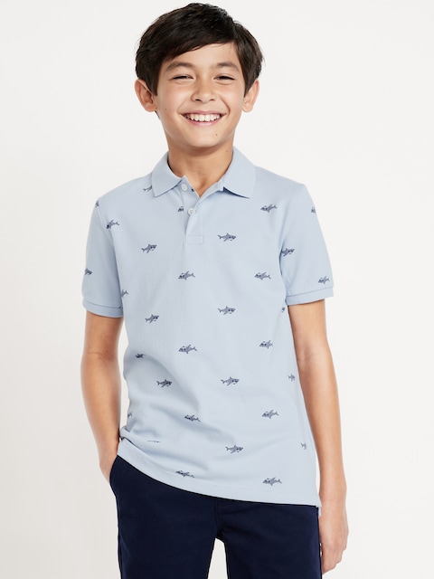 Printed Pique Polo Shirt for Boys - Sharks