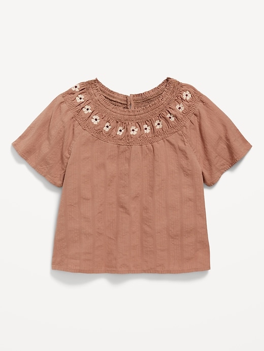 Image number 2 showing, Short-Sleeve Textured Embroidered Top for Girls
