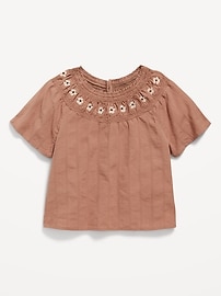 Image number 2 showing, Short-Sleeve Textured Embroidered Top for Girls