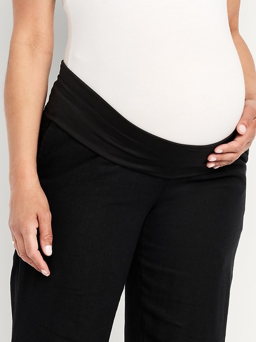 Image number 5 showing, Maternity Rollover Waist Linen Pant