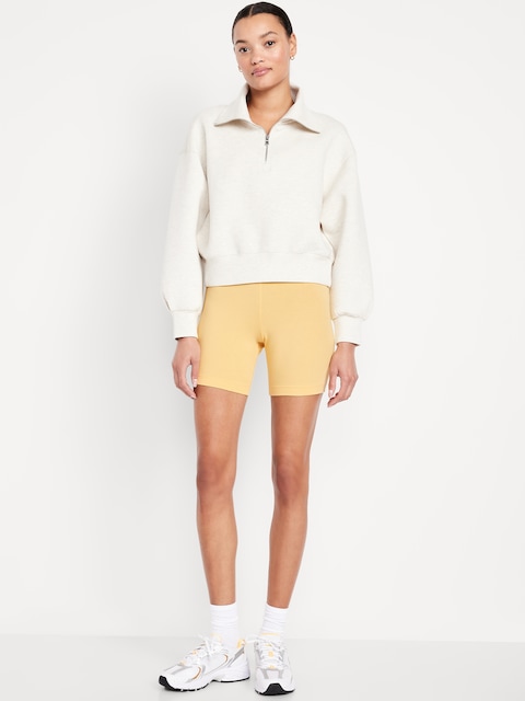 High-Waisted Jersey Biker Shorts -- 6-inch inseam - Golden Aura