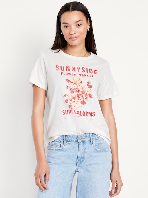 EveryWear Crew-Neck Graphic T-Shirt - Sea Salt