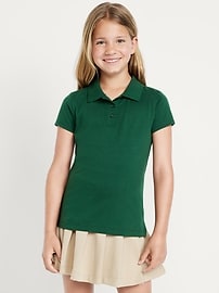 Image number 1 showing, School Uniform Jersey-Knit Polo Shirt for Girls