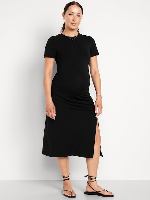 Maternity Short-Sleeve Ruched Dress - Black Jack