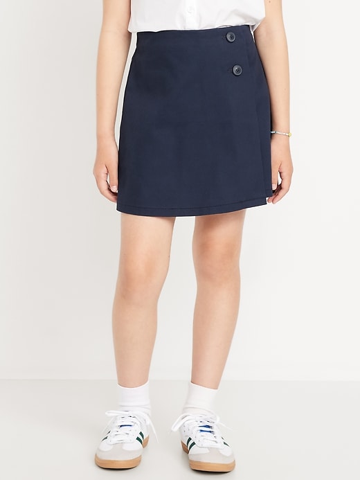 Image number 1 showing, School Uniform Wrap-Front Skort for Girls