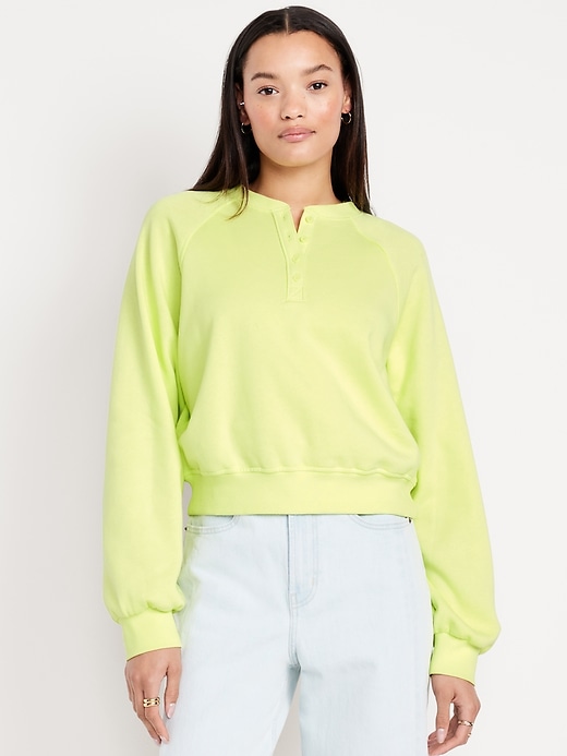 Image number 1 showing, SoComfy Oversized Button-Front Sweatshirt