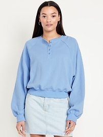 Image number 1 showing, SoComfy Oversized Button-Front Sweatshirt