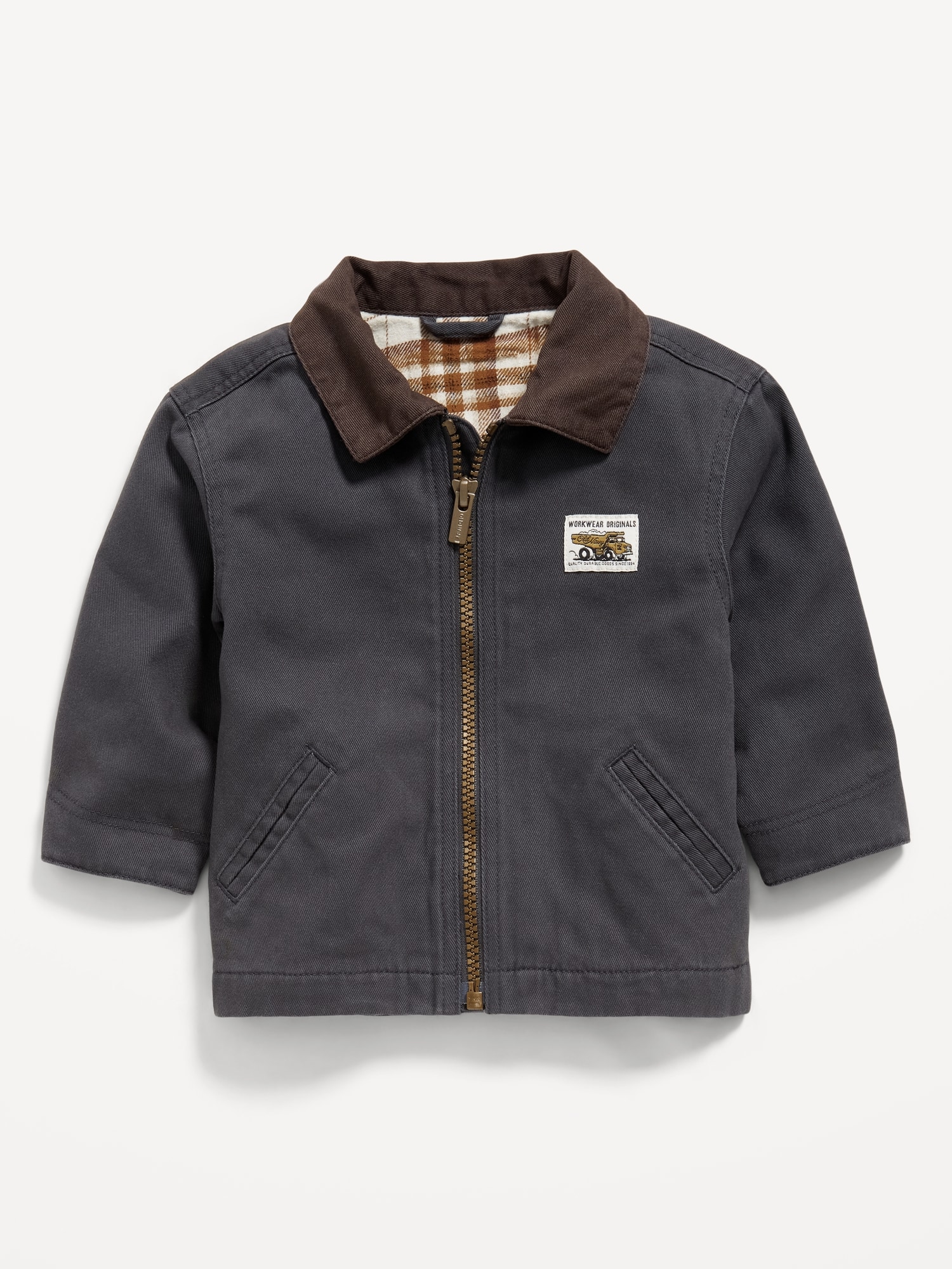 Full-Zip Twill Barn Coat for Baby