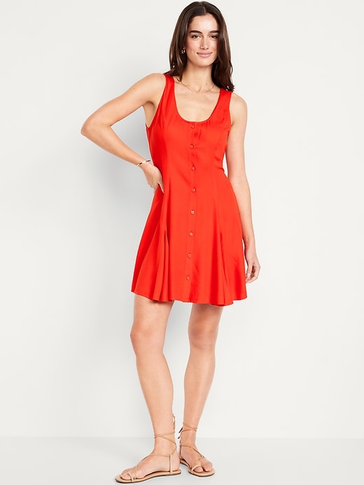Image number 1 showing, Fit & Flare Crepe Button-Front Mini Dress
