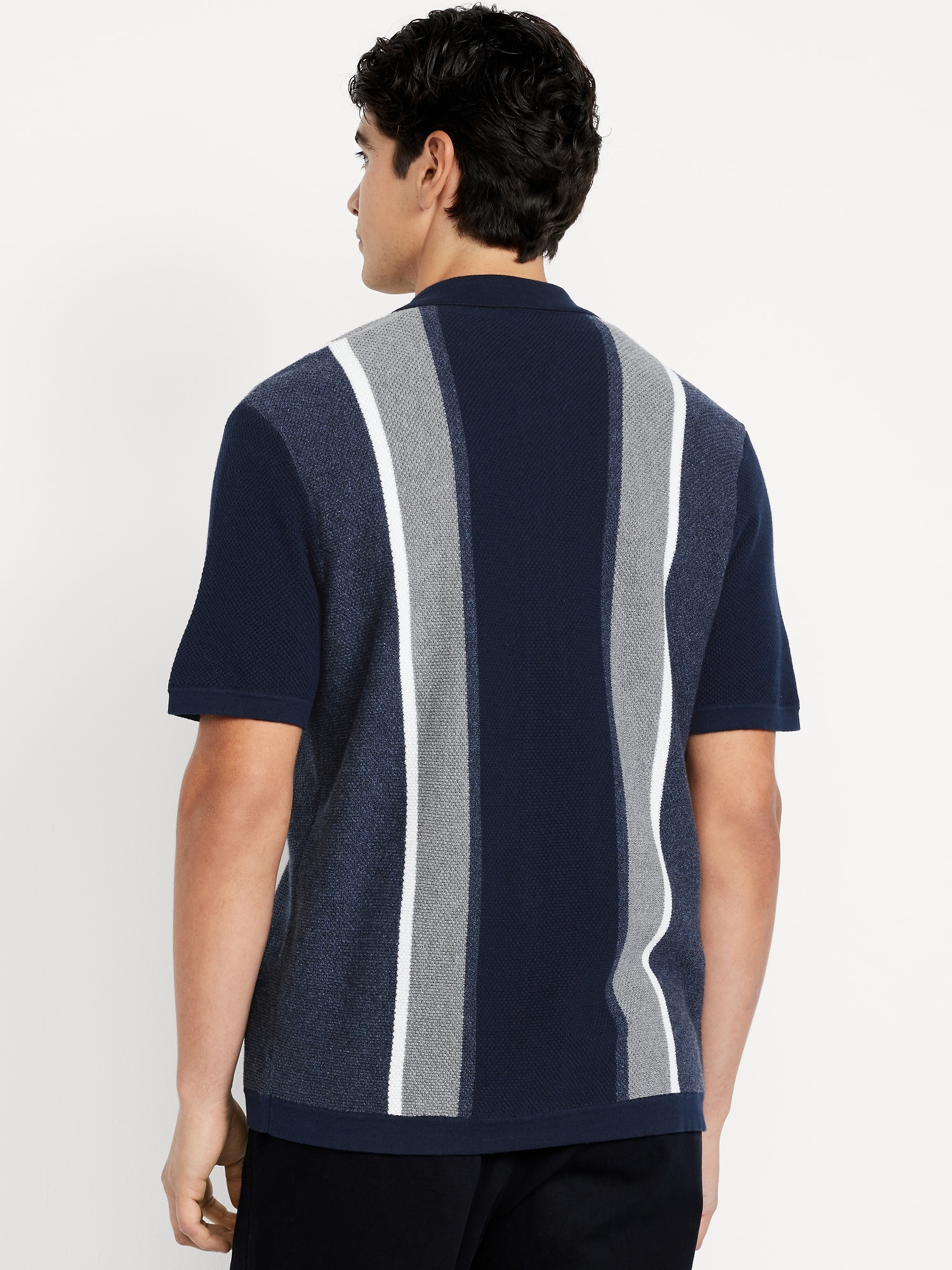 Button-Down Striped Polo