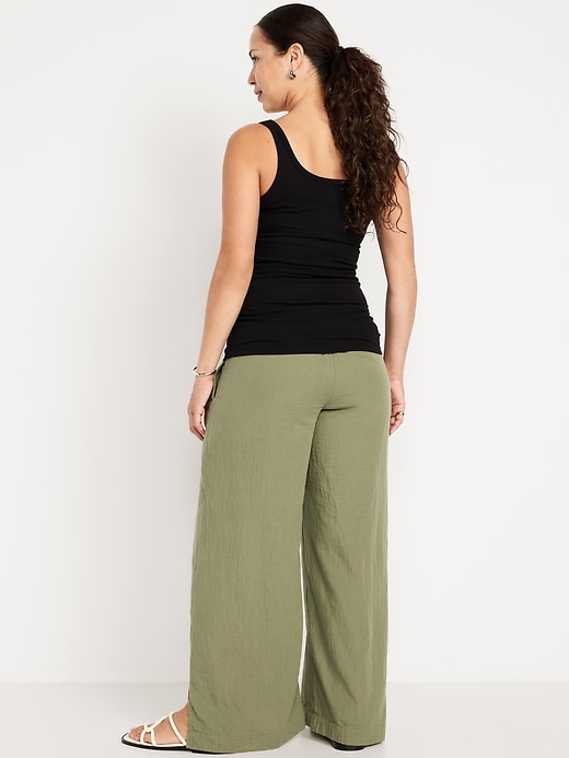 Image number 2 showing, Maternity Rollover Waist Crinkle Gauze Wide-Leg Pants